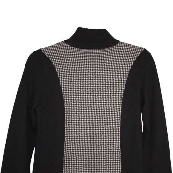 Lauren Ralph Lauren Sm Black White Sweater Dress Turtleneck Houndstooth Pullover - Picture 7 of 12